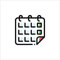 A calendar icon with a green dot on it vector