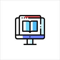 A computer monitor with an open book on it vector