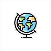 A globe icon with a map on it vector