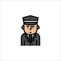 A man in a uniform is shown in a flat style vector