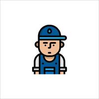 A man in overalls with a cap on his head vector