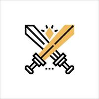 Two swords crossed on a white background vector