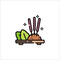 A plate with meat and vegetables on it vector