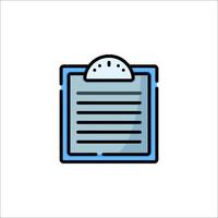 A clipboard icon with a paper and a pen vector