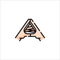 A triangle with a hand holding it up vector