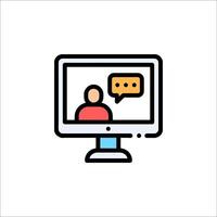 A computer screen with a person talking to someone vector