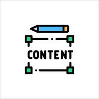The word content is surrounded by a pencil and a square vector