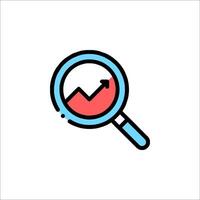 A magnifying glass with an arrow pointing up vector