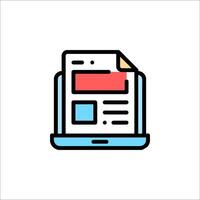 A newspaper icon with a red and blue line vector