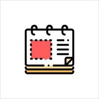 A calendar icon with a red square vector
