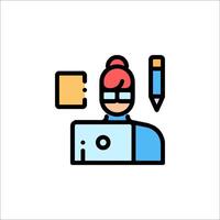 A person with a computer and a pencil vector