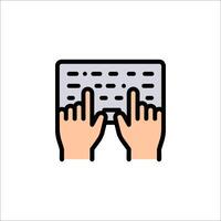 Hands typing on a keyboard icon vector
