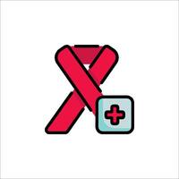 Red ribbon with cross and x on it vector