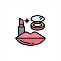 Lipstick and makeup icon on white background vector