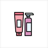 A pair of bottles with a bottle of shampoo and a bottle of conditioner vector