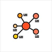 A flat icon of a network with circles vector