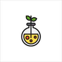 A plant in a flask with a leaf on top vector