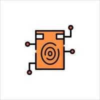 A circuit board with a circle on it vector
