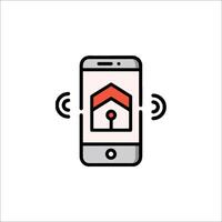 A smartphone with a house icon on it vector