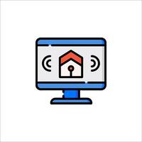 A computer monitor with a house icon on it vector