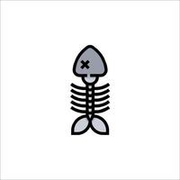 A fish skeleton with a broken bone icon vector
