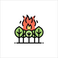 Fire and trees icon illustration vector
