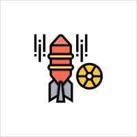 A rocket with a yellow disk on top vector