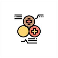 A colorful icon of three circles with a cross on top vector
