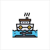 A boat with steam coming out of it on the water vector