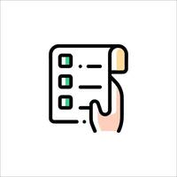 A hand holding a checklist icon on a white background vector