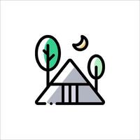 A house with trees and a moon in the background vector