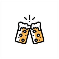 Two glasses of beer with a toast icon vector