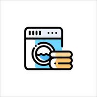 A washing machine icon with a coin in it vector