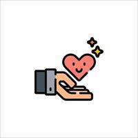 A hand holding a heart icon vector