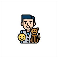 A man holding a cat and a smiley face icon vector