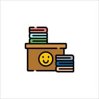 A smiley face inside a box with books vector