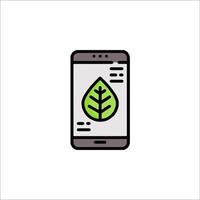 A smartphone with a green leaf on it vector