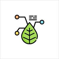 A green leaf with a line drawing of a tree vector