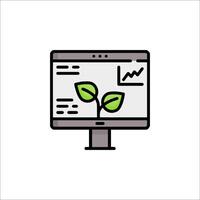 A computer monitor with a plant on it vector