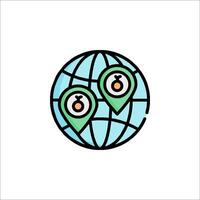A globe with two pins on it vector