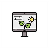 A computer monitor with a plant on it vector