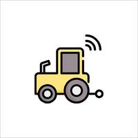 A yellow tractor with a wifi icon vector