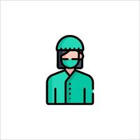 A man in a green uniform with a surgical mask vector