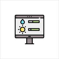 A computer monitor with a cloud icon vector