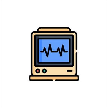 A computer monitor with an ecg line icon vector