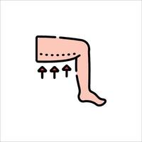A person with a foot on a table with arrows pointing to it vector