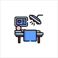 A man lying on a bed with a heart monitor vector