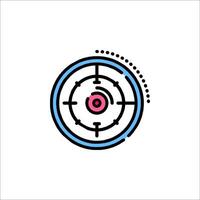A circular icon with a target in the center vector