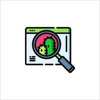 A magnifying glass and a cactus on a computer screen vector
