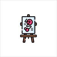 A drawing on an easel with a heart on it vector